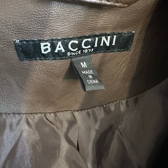 Baccini Jacket Dark Brown Womens M Faux Leather Full Zip Classic Fit Motorcycle - Picture 8 of 9